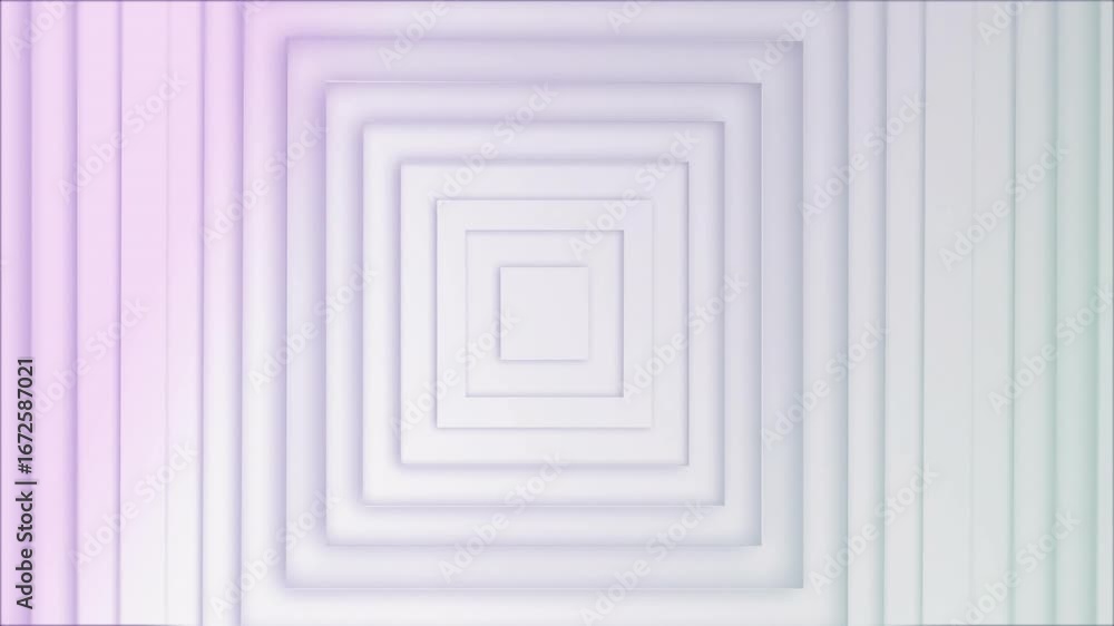 Poster animation of pulsating squares moving on white background