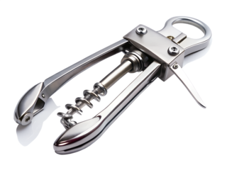 Silver corkscrew isolated on transparent background