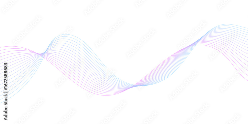 Aufkleber abstract technology lines on white background. undulate soft blue and pink wave swirl, frequency sou