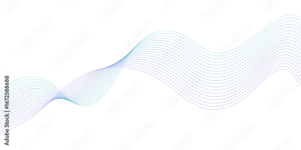 Aufkleber abstract technology lines on white background. undulate soft blue and pink wave swirl, frequency sou