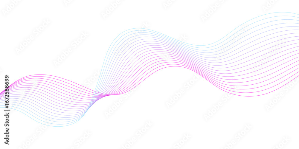 Aufkleber abstract technology lines on white background. undulate soft blue and pink wave swirl, frequency sou