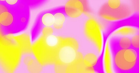 Animation of glowing light spots moving over purple background - Powered by Adobe