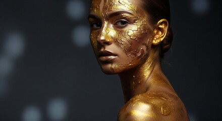 Woman with Gold Paint