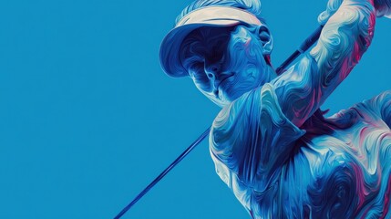 Abstract golf player in vibrant colors