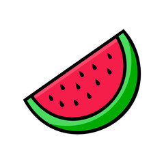 Colored watermelon slice. Watermelon icon isolated on white background. Vector illustration.
