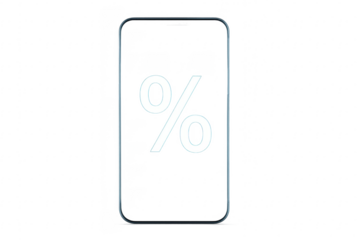 Smartphone showing percentage sign on transparent background