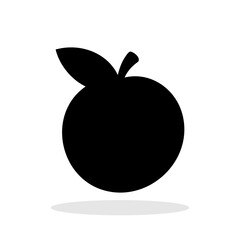 Black apple silhouette. Apple icon isolated on white background. Vector illustration.