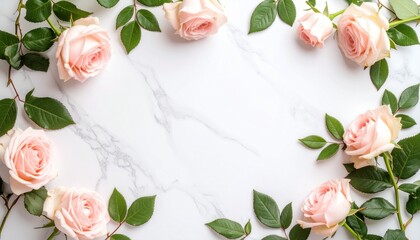 春のインテリアに映えるカメリアと大理石のテーブルSoft Spring Light and Camellias on a White Marble Surface
