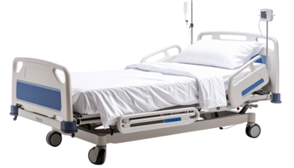 Hospital Bed PNG, Realistic Medical Patient Bed, Transparent Background, Healthcare and Hospital Equipment Design
