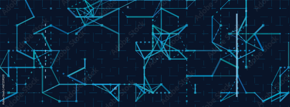 Aufkleber dynamic network connections on dark tech vector background.