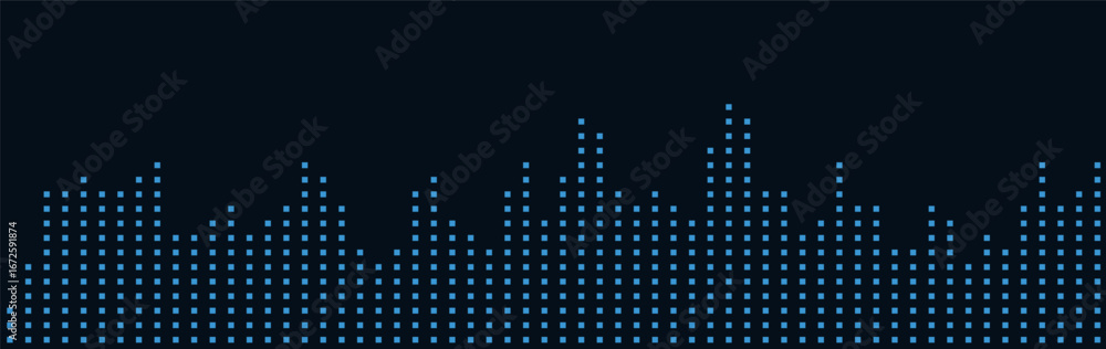 Aufkleber minimalist tech vector background with blue binary skyline.