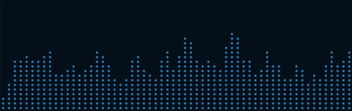 Minimalist tech vector background with blue binary skyline.