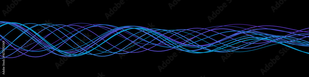 Poster dynamic wave pattern on black background: vibrant abstract vector art for modern tech design.