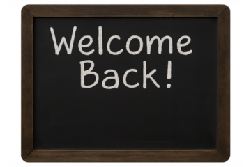 Welcome Back Sign Written on Transparent Background Chalkboard