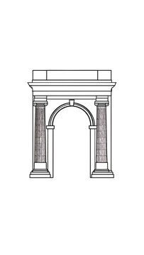 Architectural drawing of a Roman-style archway