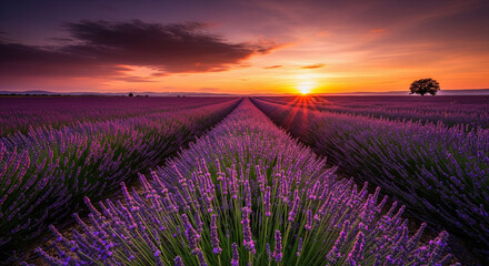 Lavender Field at Sunset