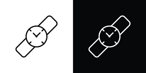 Watch icon. Vector linear icon isolated in black and white