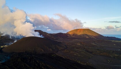 Volcanic landscape at sunrise