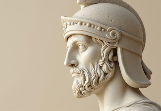 Profile Bust of Bearded Man in Helmet