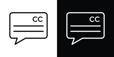 Subtitles icon. Vector linear icon isolated in black and white