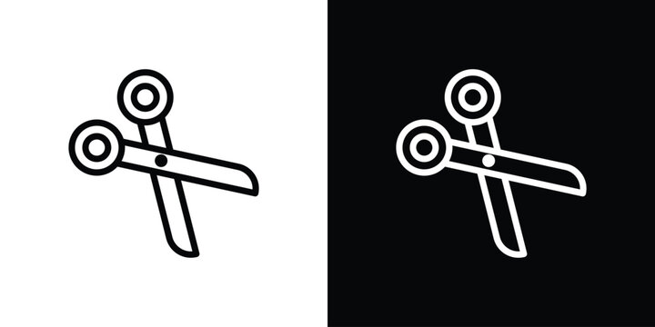 Scissor icon. Vector linear icon isolated in black and white