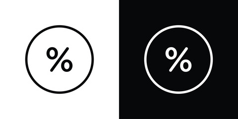 Percentage icon. Vector linear icon isolated in black and white