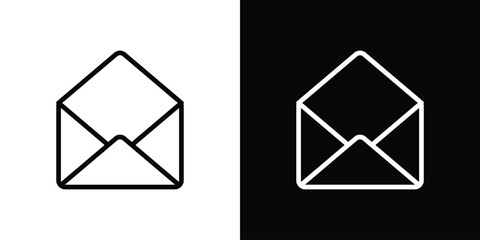 Open envelope icon. Vector linear icon isolated in black and white