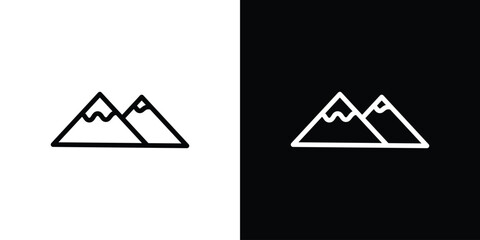 Mountain icon. Vector linear icon isolated in black and white