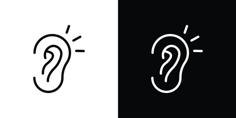 Listening icon. Vector linear icon isolated in black and white