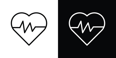 Heartbeat icon. Vector linear icon isolated in black and white