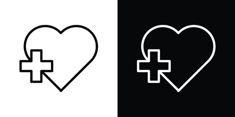 Health care icon. Vector linear icon isolated in black and white