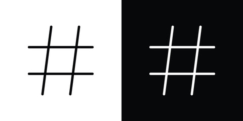 Hashtag icon. Vector linear icon isolated in black and white