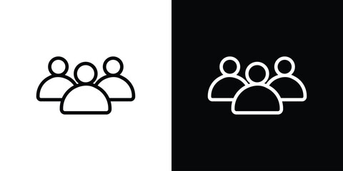 Group icon. Vector linear icon isolated in black and white