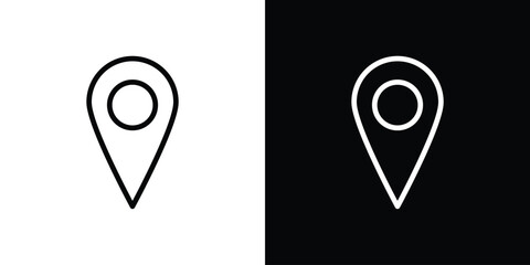 Gps icon. Vector linear icon isolated in black and white