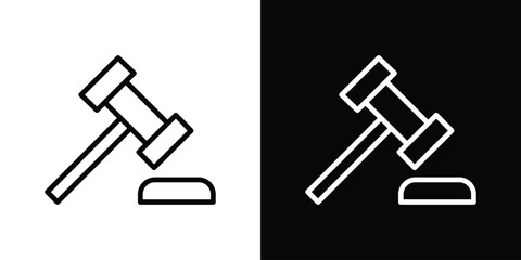 Gavel icon. Vector linear icon isolated in black and white