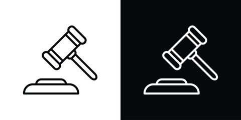 Gavel icon. Vector linear icon isolated in black and white