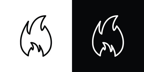 Flame icon. Vector linear icon isolated in black and white