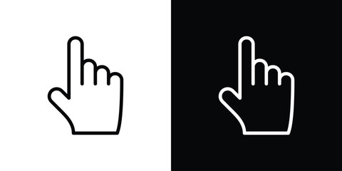 Finger icon. Vector linear icon isolated in black and white