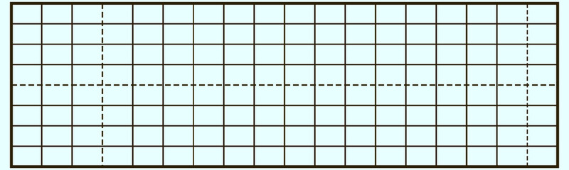 Geometric grid pattern on light blue background with dotted and dashed lines.