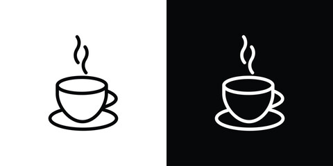 Coffee icon. Vector linear icon isolated in black and white