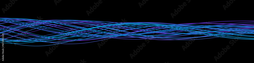 Poster dynamic wavy lines on black background: modern tech vector design.