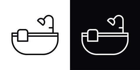 Bathroom icon. Vector linear icon isolated in black and white