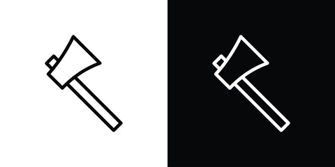 Axe icon. Vector linear icon isolated in black and white