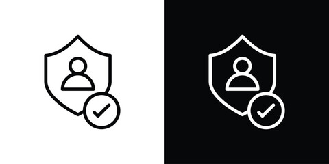 Authentication icon. Vector linear icon isolated in black and white