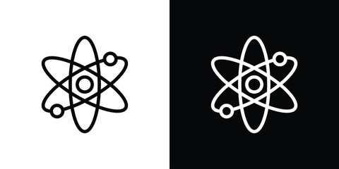 Atom icon. Vector linear icon isolated in black and white