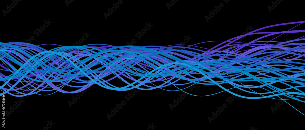 Aufkleber dynamic waveform pattern on black background for tech design.