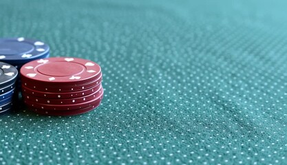 Poker chips on a green table - Powered by Adobe