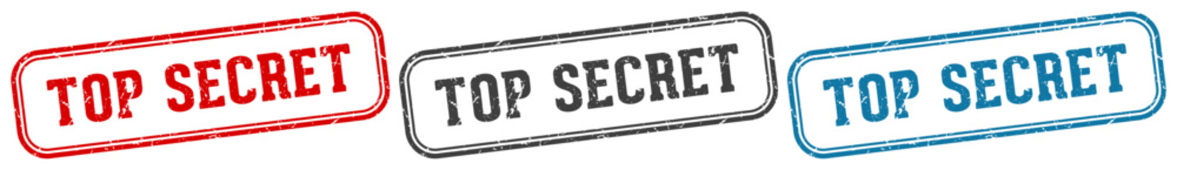 top secret stamp. top secret rectangular stamp set isolated on white background