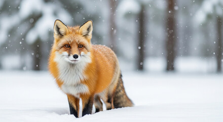 Red Fox in Snowy Forest