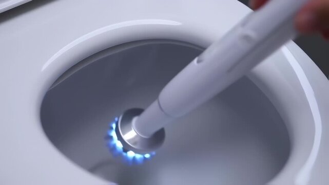 Demonstration of innovative ultraviolet light toilet bowl cleaner and sanitization process